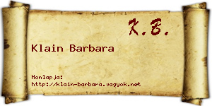 Klain Barbara névjegykártya
